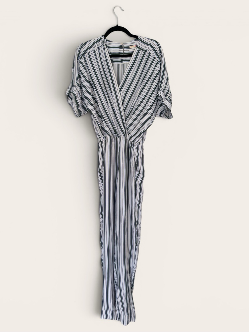 Maje Striped V-Neck Wide-Leg Jumpsuit Size Medium